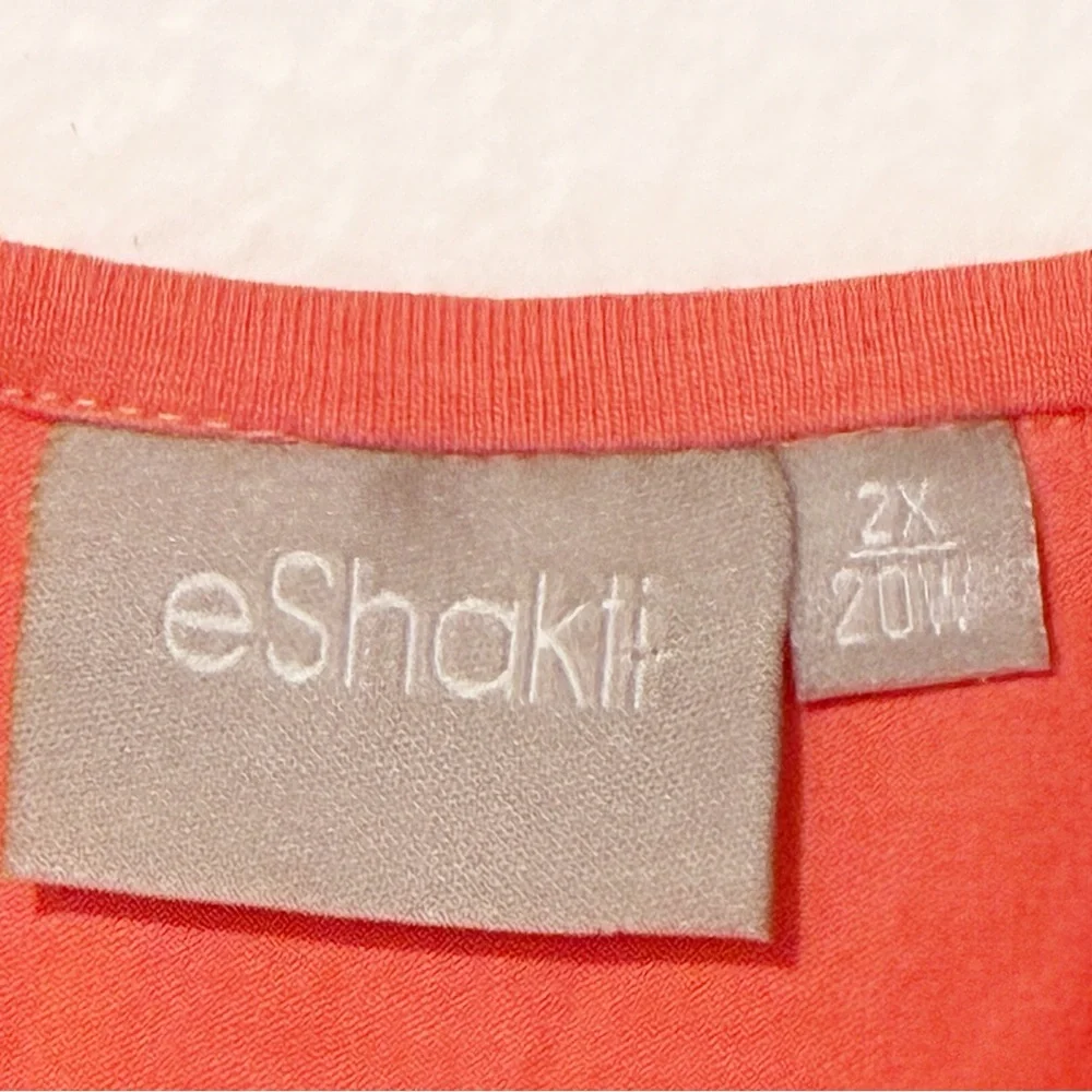 Eshakti Plus Size 2X 20W Peach Cotton Poplin Chelsea‎ Dress